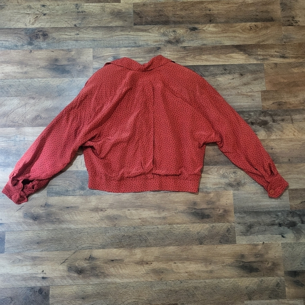 Vintage 80's Women's Red Silk Paisley Linda Allard Ellen Tracy Jacket Size 6 P - Picture 4 of 7